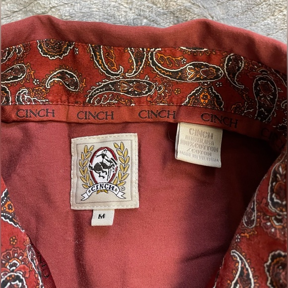 Mens Cinch Rusty Burgundy Western Square Button Up Shirt - Picture 6 of 6